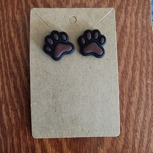 Paw Print Earrings - Black and Brown
